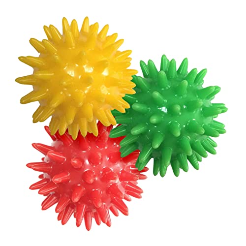 MagiDeal Lot de 3 Boule de Massage Spikey Balle à Picots Masseur Pieds, Dos, Epaules, Bras Soulagement du Stress Réflexologie Acupression (6cm, Rouge Vert...