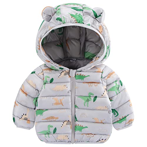 Newborn baby boy girl jacket winter clothes sweater outfit toddler puffer coat, Grey, 12-18 Months