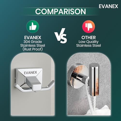 Image of EVANEX Rob Hook, 304 Grade Stainless Steel, Wall Towel Hooks Coat Hook, Chrome Robe Hook, Door Hanger Towel Robe, Clothes Cabinet Closet Sponges Hook for Bathroom & Kitchen (Vento)