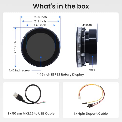 Image of 1.46 Inch ESP32 Rotary Display, 360x360 Round Knob Touch Display