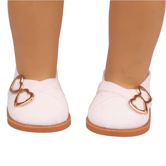 GenericТоуUAE - 7 cm Leather Ԁoll Shoes For American 18 Inch Ԁoll Double ʜеаrts Villus Shoes Boots For 43 cm Baby New Born&OG,1/3 BJD Girl Ԁoll (white One Size)