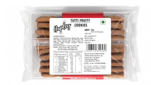 Image of Hapley Tutti Fruity Cookies 300g, Delightfully Crunchy No Palm Oil Cookies Loaded with Colorful Tutti Fruity