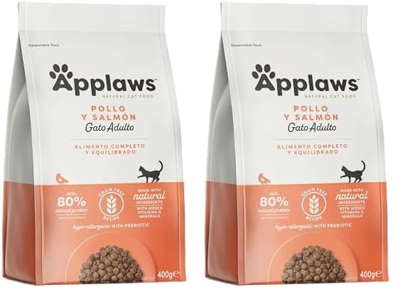 Applaws Complete and Grain Free Adult Dry Cat Food, Chicken with Salmon 1 x 400g Bag (Pack of 2)