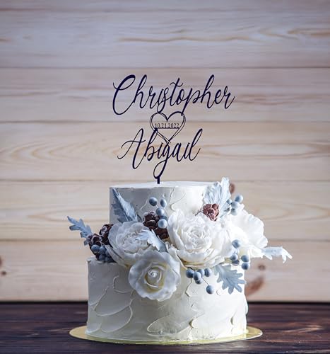 Custom Cake topper for Wedding, Personalized cake topper, Rustic wedding cake topper, Custom Mr Mrs cake topper, Anniversary Cake toppers - Thumbnail 2
