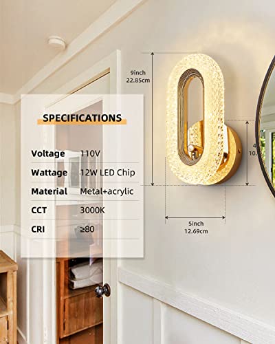 Oylyw Wall Sconces Set Of Two, Crystal Led Wall Light Lamp 3000K Vanity Lighting Fixture For Bedroom Bedside Bathroom Living Room Hallway(2 Pack) #TOP3