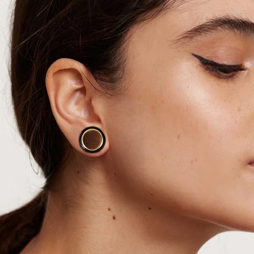 Ear Gauge Expander 00G-7/8 inch, 2PCS Stainless Steel Tunnels for Ears 8mm-22mm Hollow Bicolor Wooden Earrings for Women Body Piercings Jewelry2