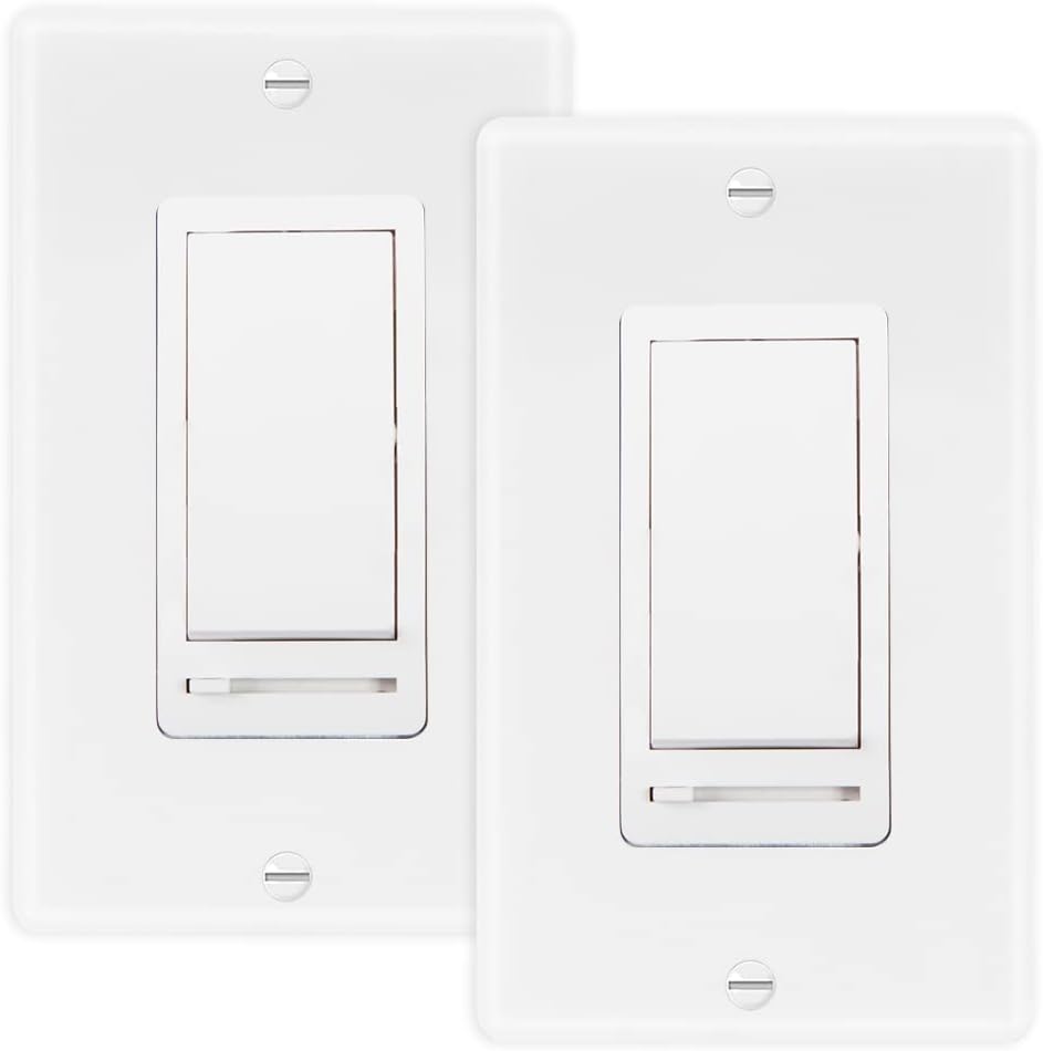 Maxxima LED Dimmer Electrical Light Switch - 3-Way/Single Pole Use, 600 Watt Max, LED and Incandescent Compatible for Dimmable Home Lighting Needs, Wall Plate Cover Included - Almond