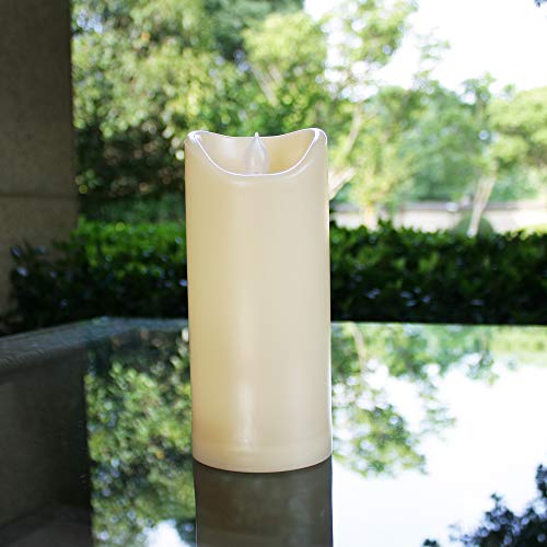 Image of Outdoor Waterproof Flameless LED Pillar Candle with Timer Battery Operated Plastic Flickering Decorative Fake Candle Light for Home Kitchen Halloween Christmas Wedding Party Decor Supplies 3 inchx 7 inch