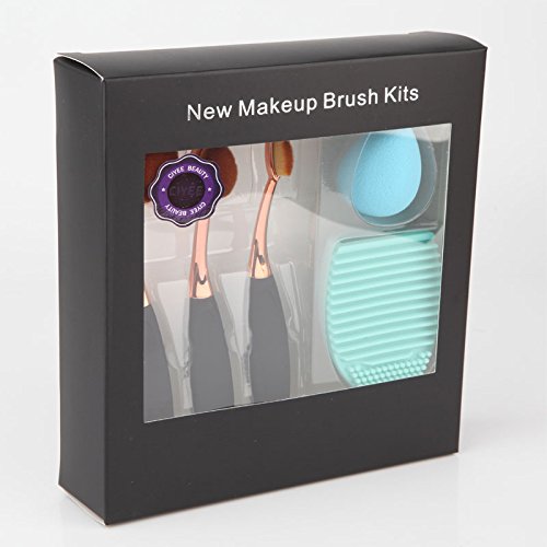 Ciyee®Gift Rose Gold Oval Cream Puff Makeup Brushes kit Tooth Design Makeup Brush set Oval Makeup Brush Set