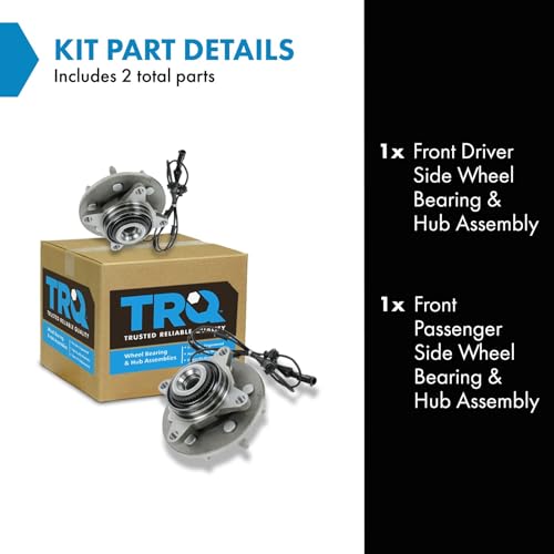 Image of TRQ 2 Piece Front Wheel Bearing & Hub Assembly Set 4WD Compatible with 2000-2006 Ford Expedition Lincoln Navigator