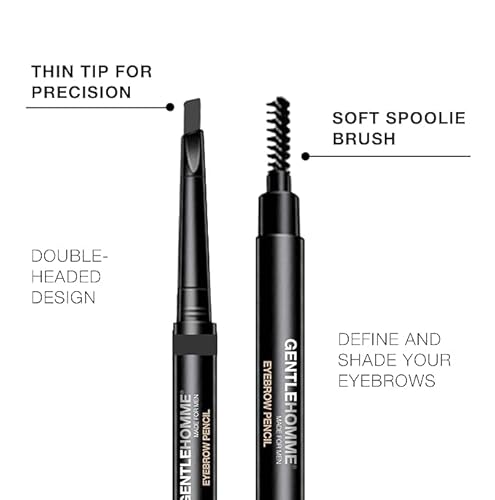 Gentlehomme Pacote com 2 lápis de sobrancelha masculino, cinza, preenchimento de forma fácil, sobran