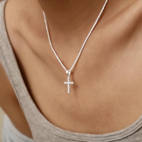 925 Sterling Silver Sparkly Cross Butterfly Necklace for Women Dainty 14k Gold Plated Twisted Rope Cross Pendant Necklace CZ Faith Charm Chain Religious Christian Jewelry Christmas Gifts3