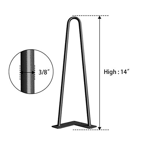 Image of JGS Iron Legs for Table of 4 Hairpin Legs for Furniture Dining Table Legs Office Metal Desk Legs Industry Work Set Table Height Extender Metal Legs for Coffee Table Side Table Iron Stand 14 Inch