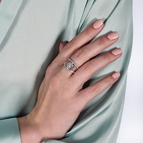 Jewelili Enchanted Disney Fine Jewelry Sterling Silver and 10K Rose Gold with 1/4 Cttw Diamond Majestic Princess Crown Ring2