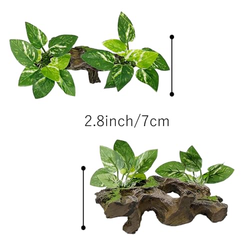 Image of Fish Tank Decorations Aquarium Decor Ornaments Betta Silk Leaf pad Hammock Artifical Driftwood Cave Goldfish Bowl Accessories (Type-H)
