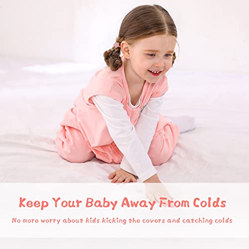 Image of WONDAY Toddler Sleep Sack with Feet, 0.5 Tog Sleeping Sacks for Walking with Legs 12-18 Months 2T 3T 4T 5T (Pink, 2-3T)