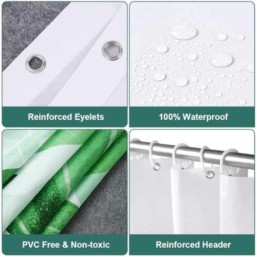URAQT Shower Curtain Anti Mould, Waterproof Polyester Bathroom Curtains, Resistant Bathroom Shower Curtain with 12 Hooks - Image 3