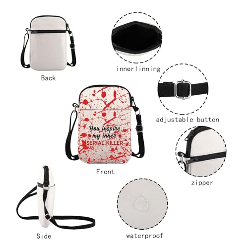 JXGZSO Dark Humor You Inspire My Inner Serial Killer Crossbody Bag Adult Humor Funny Quote Shoulder Bag3