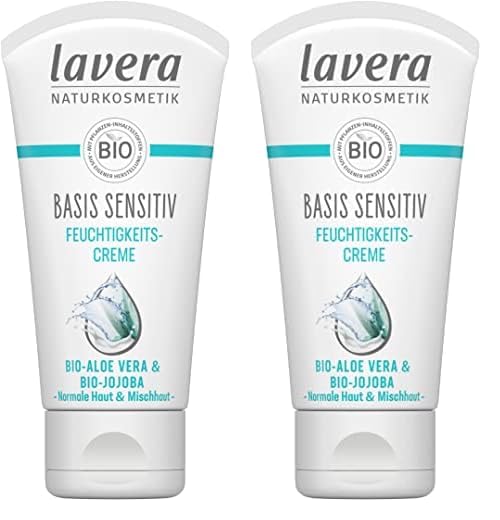 lavera basis sensitiv Feuchtigkeitscreme Bio Aloe Vera & Jojoba ∙ Intensive Feuchtigkeit ∙ Vegan Bio Pflanzenwirkstoffe Naturkosmetik Natural & innovative Gesichtspflege (1x50 ml) | 50ml (2er Pack)