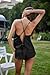 Ekouaer Petite Satin Pajamas Set for Women Silky Backless Lingerie Black Pjs Cami Top and Shorts Nightwear X-Small