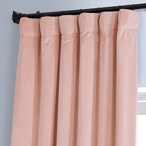 Image of HPD Half Price Drapes Signature Plush Velvet Blackout Curtains for Bedroom (1 Panel), 50W X 96L Hotel Black Out Curtains for Living Room, Thermal Insulated Blackout Curtains, Apricot Blossom