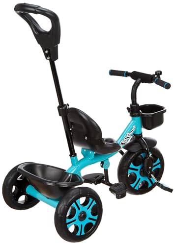 Image of Tricycle for Kids Plug n Play - The Choice of Parent's for 1-5 Years Old, 30kg Max, Luxurious, Safe, and Durable Trike. Advanced Parental Control Handle and with Safety Belt, Blue