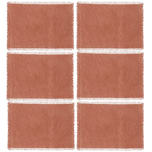 Lot de 6 Sets de Table Maha en Coton - Longueur 45 cm x Largeur 30 cm - Rouge Terracotta Cover
