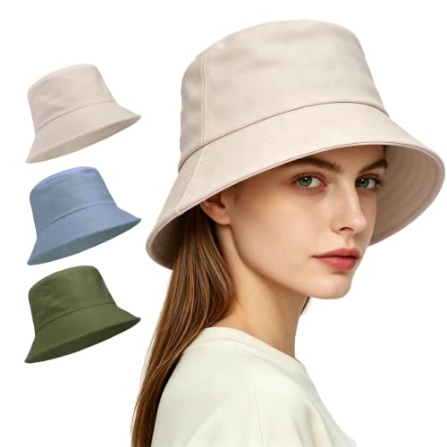 Image of 3 Packs Unisex Athletic Bucket Hat Solid Colors Sun Hat with UV Protection for Outdoor Sports Packable Summer Hats