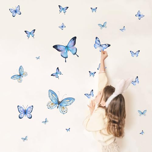 Vinilos adhesivos de mariposas azul luminiscentes para pared miniatura 2