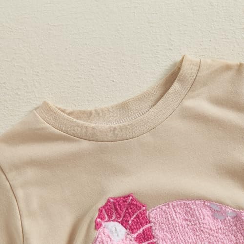 Toddler Baby Girl Summer Clothes Embroidered Letter Graphic Short Sleeve T-Shirt Shirts + Elastic Shorts Set2