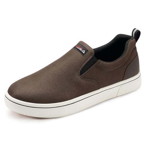 HISEA Mens Deck Shoes Waterproof Rain Boots Slip-On Canvas Loafers Fashion Sneaker Low Top Casual Work Shoes with Non-Slip Rubber Sole for Fishing Gardening Commuting Kitchen and Yard Work