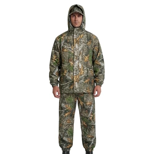 Image of LOOGU Men's Rain Suit - Rain Gear for Men Waterproof, Lightweight Rain Coat, Breathable Mens Rain Jackets Hood and Pants