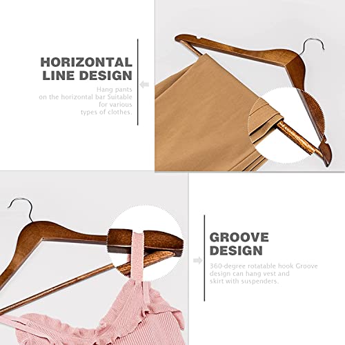 Image of Wooden Hanger Premium Wood with 360 Swivel Hook and Precisely Cut Notches for Dress Clothes, Coats, Jackets, Pants, Shirts, Skirts Hanger (Walnut Hanger, 30)