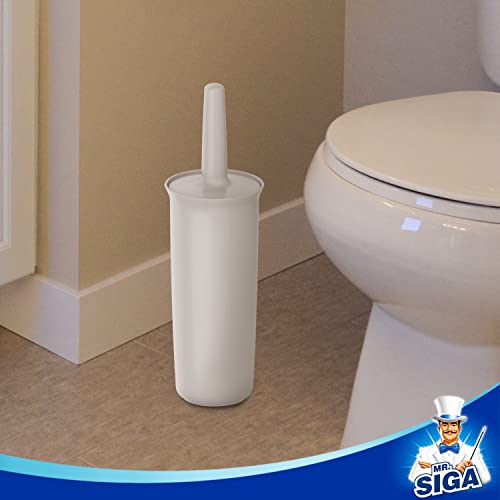 Image of MR.SIGA Toilet Bowl Brush and Holder for Bathroom, White, 1 Pack