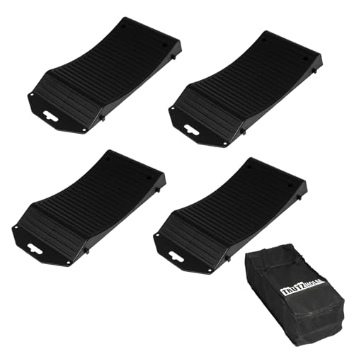 TRUTZHOLM 4 x Reifenschoner Ausgleichsrampe 3 5T 49x21x6 cm bis 18 Zoll Kunststoff Zusammensteckbar Ausgleichsrampe Überwinterung für Wohnmobil Wohnwagen PKW SUV