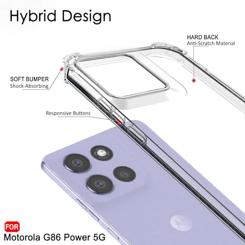 Image of TheGiftKart Crystal Clear Back Cover Case for Motorola Moto G86 Power 5G | Shock Proof 360 Protection | Hard Clear Back Cover Case for Motorola Moto G86 Power 5G (PC & TPU, Transparent Bumper)