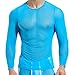 CHICTRY Homme Maillot de Corps en Maille Transparente T-Shirt de Sport Jogging Running Fitness Pull Yoga Pilates Cyclisme Lingerie de Nuit Sexy Coquine Hot Chemise S-XL Bleu Ciel XL