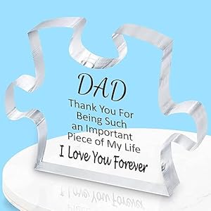 Gifts for Dad from Daughter Son, Fathers Day Birthday Gifts for Dad Engraved Puzzle Acrylic Plaque 5.9 x 4.7 Inch, Dad Gifts Puzzle Piece Sign, Christmas Gifts for Dad