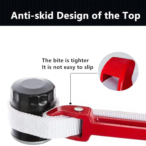 Adjustable Nylon Strap Pipe Wrench for Oil Filter Removal - 12 Handle