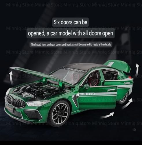 Image of 1:24 B-M-W MH8 800 Diecast Metal Pull Back Car with 6 Openable Doors with Sound and Light Toy Decoration car Best Gift Toys for Kids (1:24 B-M-W MH8 800 - Green)