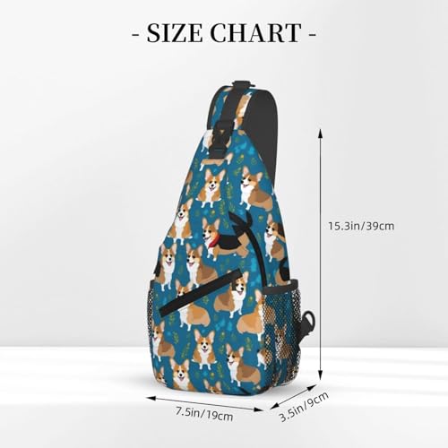 Mochila bandolera con estampado de corgi para senderismo miniatura 3