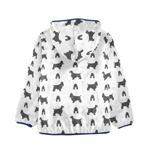 English Spaniel Toddler Fleece Jacket Baby Boys Hooded Zipper Long Sleeve Thick Warm Outerwear 3-10 Years2