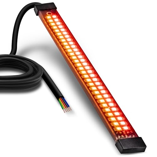 Image of TRUE MODS 1pc 8 inch LED Motorcycle Turn Signal & Brake Taillight Strip [Waterproof] [Dual Row] [RED Tail & Brake] [AMBER Sequential Blinker] Self Adhesive Surface Mount Flexible Lamp for ATV Dirt Bike
