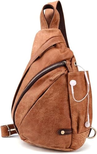 Vintage Leather Sling pack, Outdoor Sports Chest Pack, Lightweight Casual Shoulder Bag for Men & Women (Black)3