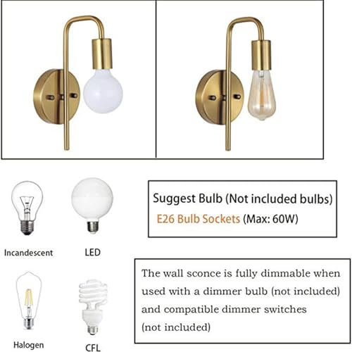 Aplique de pared moderno para eliminar sombras en el tocador del baño con dos lámparas E27 oro 4