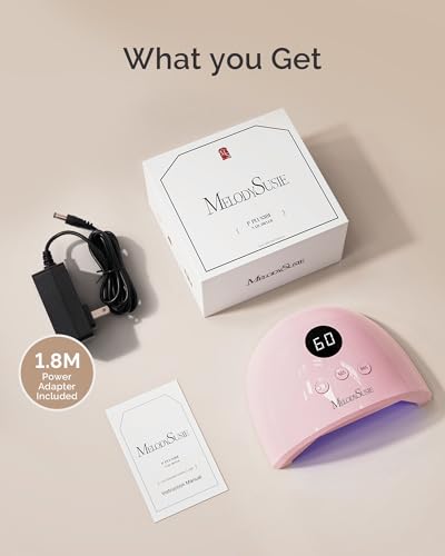 Image of MelodySusie Compact Advanced UV LED Nail Lamp, P-Plus30F Nail Dryer with 3 Timers & Smart Sensor Cures All Gels, Especially Rhinestone Glue, Solid & Liner Gel Polishes for Advanced DIY at Home Pink