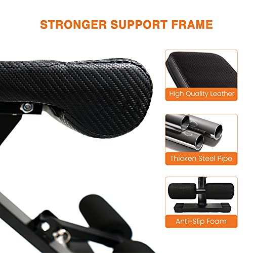 Spart Adjustable Foldable Workout Bench Exercise Fitness Sit Up Weight Bench Decline Inclined Flat Bench Press For Home Gym Full Body Workout, Strength Training, Dumbell Bar, Weightlifting, 660Lbs #TOP1