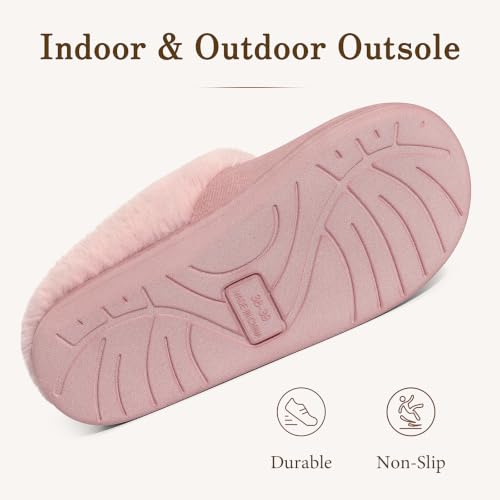 Image of Evshine Women's Memory Foam Fuzzy Slippers Cozy House Shoes | Wool-Like Faux Fur Lining, Non-Slip rubber sole, Warm Winter Slippers Indoor & Outdoor, Great Christmas Gift