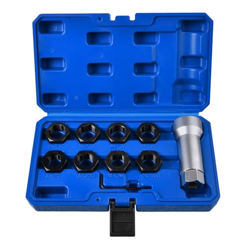 SPEEDWOX 10pc Axle Spindle Threading Set Axle Thread Repair Kit with 8 Dies 1-1/16" Extension Bar Axle Spindle Thread Chaser Set Thread Rethreading Restorer Tool with M20 M22 M24 & 13/16" 3/4" UNEF