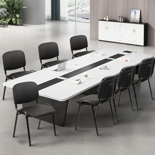 Image of CLATINA Stacking Conference Room Chairs No Wheels, PU Leather Waiting Room Chair Armless Stackable Office Guest Chair with Metal Frames for Reception Lobby Side Training School, Black Set of 10